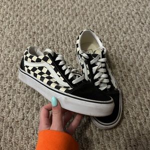 Black and white checked Vans